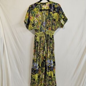 America & Beyond Maxi Swim Cover Up Dress Size Small Green Floral